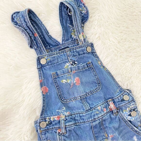 GAP Blue Floral Denim Overalls - Picture 2 of 5